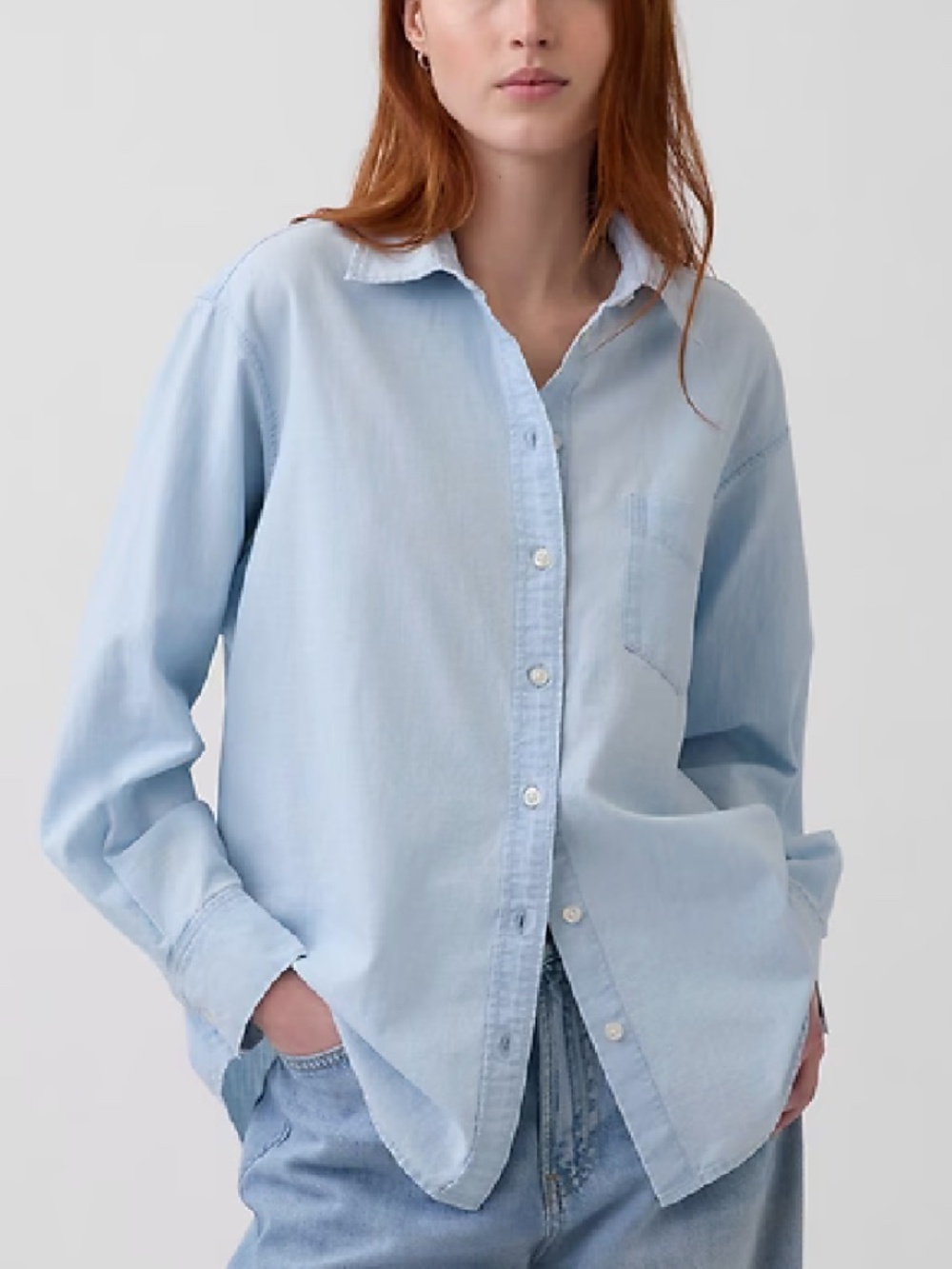 NEW GAP Denim Big Shirt Light Wash Large